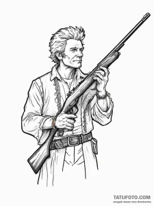 Tattoo sketch daniel boone with a rifle, ink... - эскиз тату (№1757113913_0, 05.09.2025 23:11) — Tatufoto.com