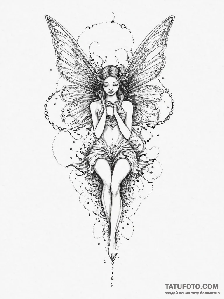 Tattoo sketch fairy tattoo, ink illustration... - эскиз тату (№1757162107_0, 06.09.2025 12:35) — Tatufoto.com