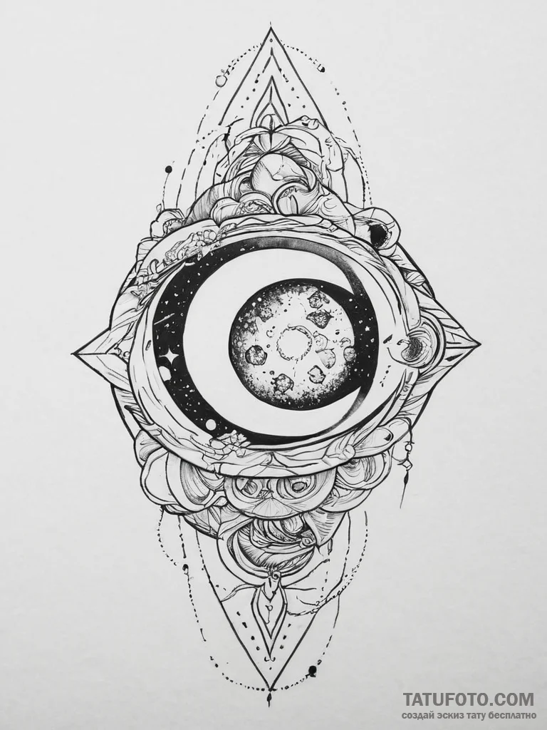 Tattoo sketch cosmic fable, tattoo line art,... - эскиз тату (№1757162302_0, 06.09.2025 12:38) — Tatufoto.com