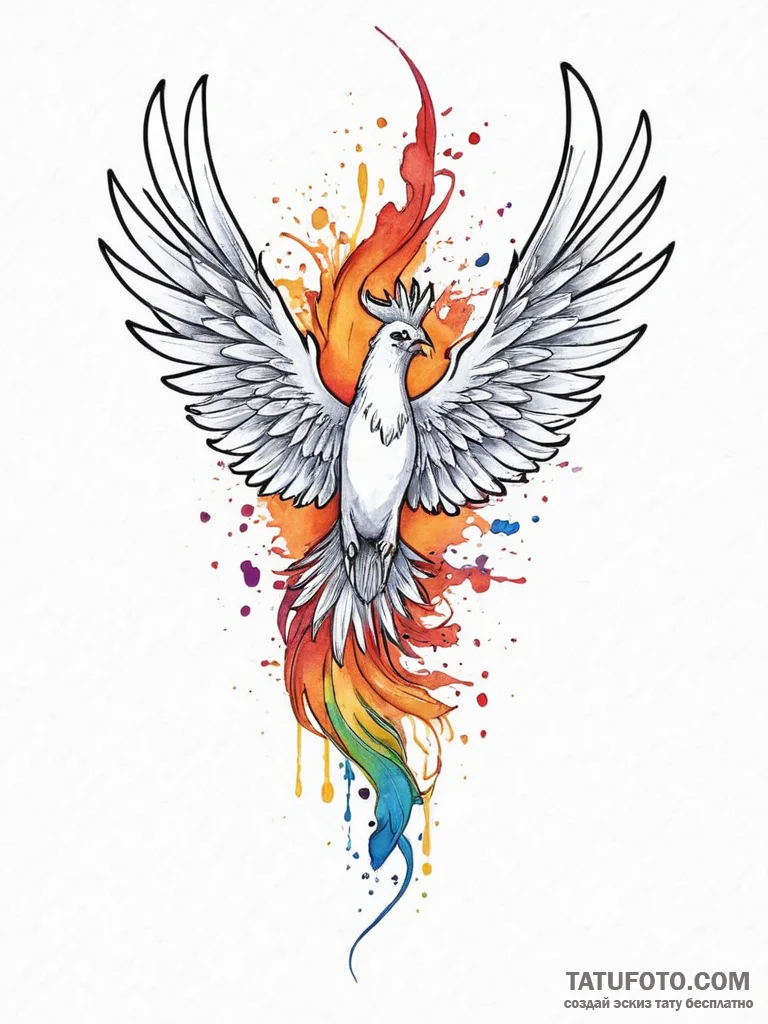 Tattoo sketch phoenix rising, tattoo drawing... - эскиз тату (№1757163096_0, 06.09.2025 12:51) — Tatufoto.com