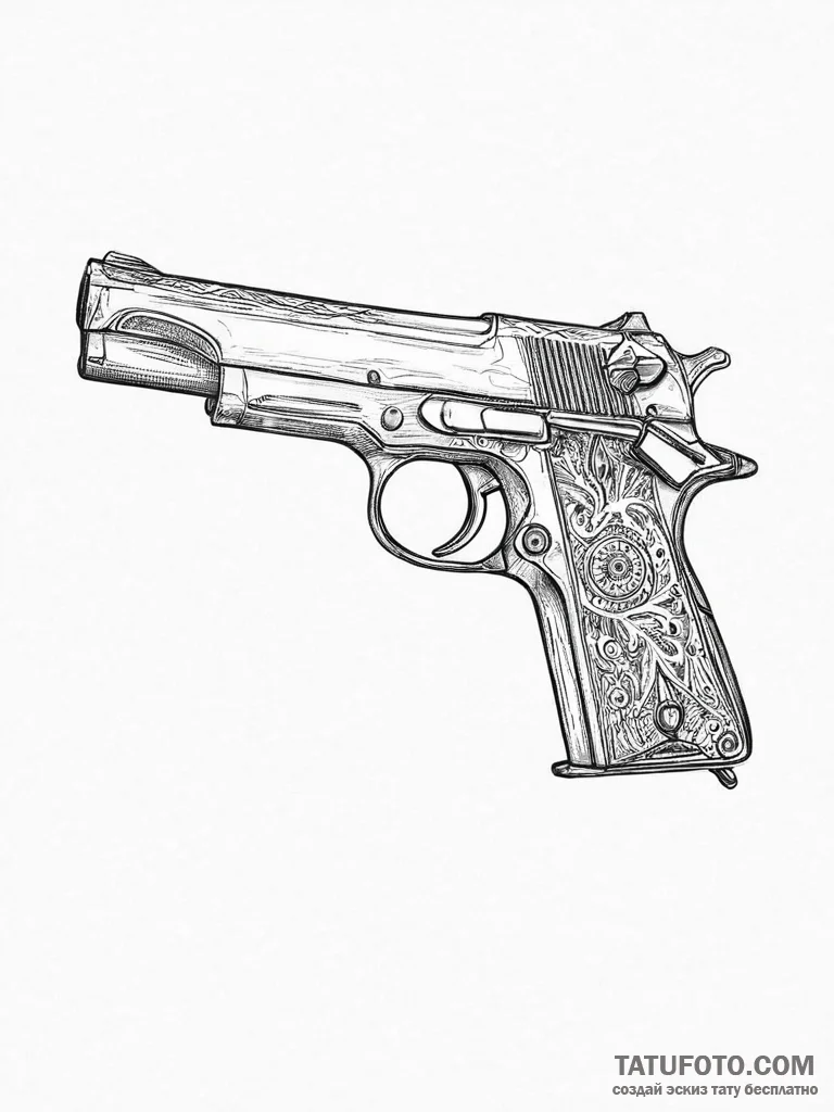 Tattoo sketch pistol, tattoo sketch design, o... - эскиз тату (№1757164302_0, 06.09.2025 13:11) — Tatufoto.com