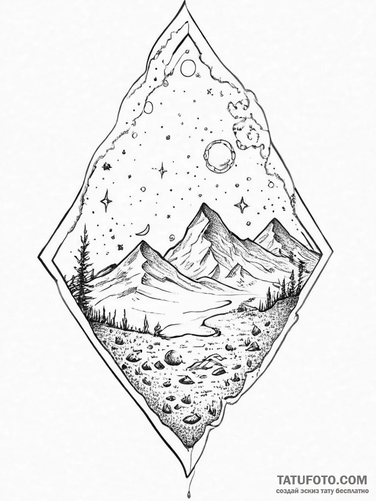 Tattoo sketch cosmic soil - эскиз тату (№1757164694_0, 06.09.2025 13:18) — Tatufoto.com