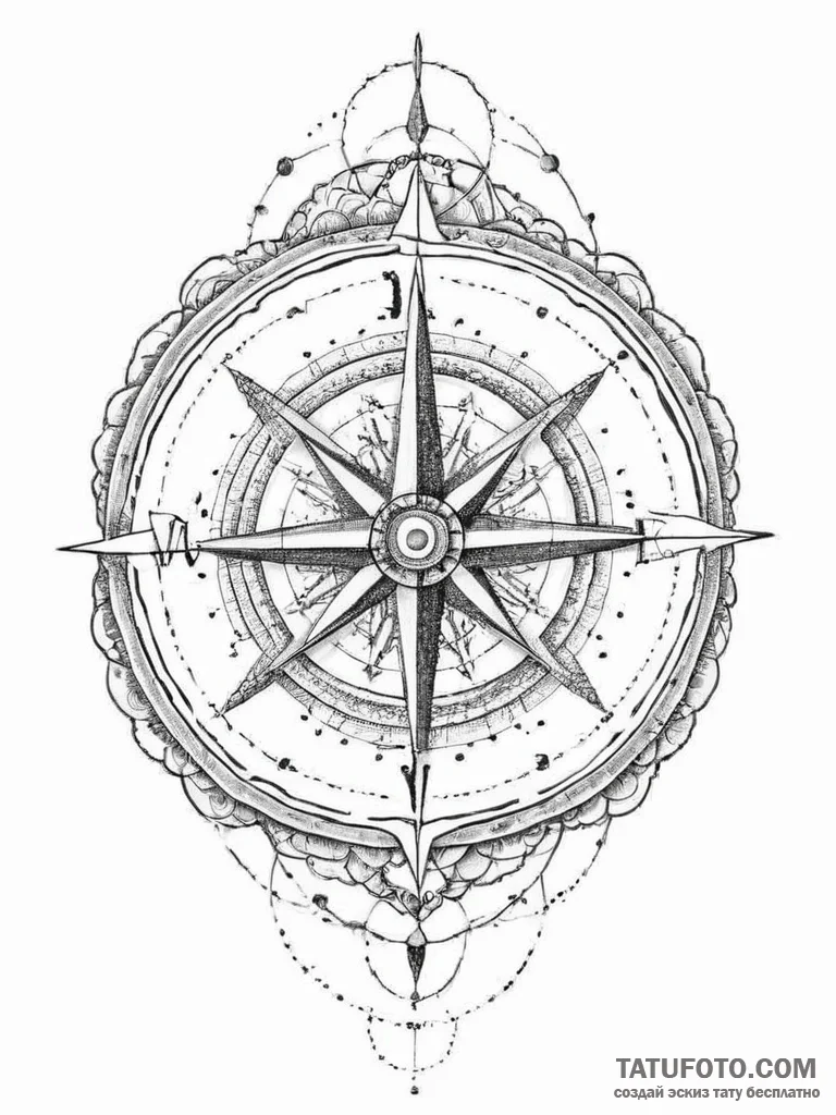 Tattoo sketch compass, tattoo sketch design,... - эскиз тату (№1757165669_0, 06.09.2025 13:34) — Tatufoto.com