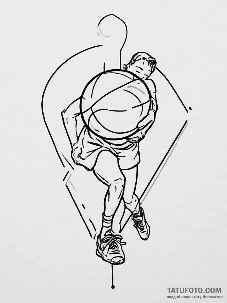 Tattoo sketch coach a person with a ball, tat... - эскиз тату (№1757166642_0, 06.09.2025 13:50) — Tatufoto.com