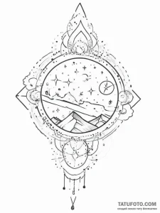 Tattoo sketch cosmic land, tattoo drawing out... - эскиз тату (№1757167037_0, 06.09.2025 13:57) — Tatufoto.com