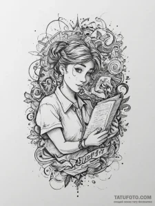 Tattoo sketch accountant a person with a ledg... - эскиз тату (№1757169202_0, 06.09.2025 14:33) — Tatufoto.com