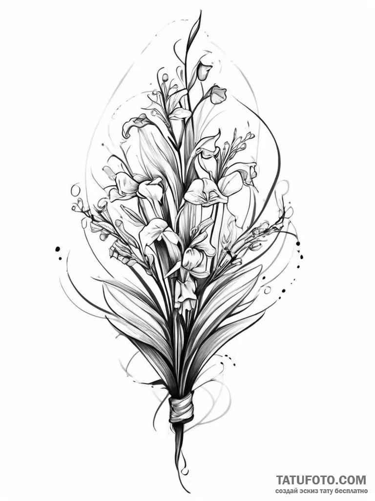 Tattoo sketch lily of the valley flower, arti... - эскиз тату (№1757169400_0, 06.09.2025 14:36) — Tatufoto.com