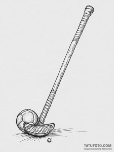 Tattoo sketch field hockey stick and ball - эскиз тату (№1757170991_0, 06.09.2025 15:03) — Tatufoto.com