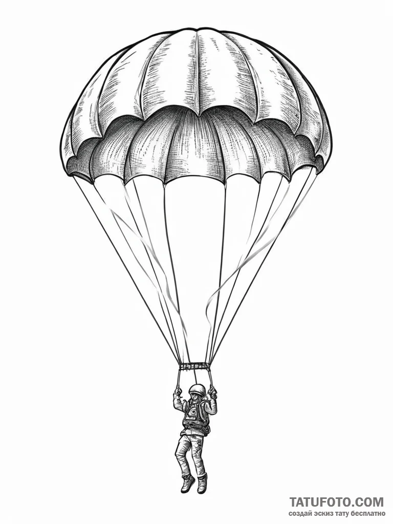 Tattoo sketch parasailing a person with a par... - эскиз тату (№1757173189_0, 06.09.2025 15:39) — Tatufoto.com
