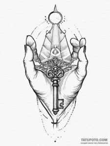 Tattoo sketch hands with a key, tattoo sketch... - эскиз тату (№1757174594_0, 06.09.2025 16:03) — Tatufoto.com