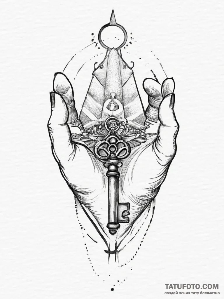 Tattoo sketch hands with a key, tattoo sketch... - эскиз тату (№1757174594_0, 06.09.2025 16:03) — Tatufoto.com