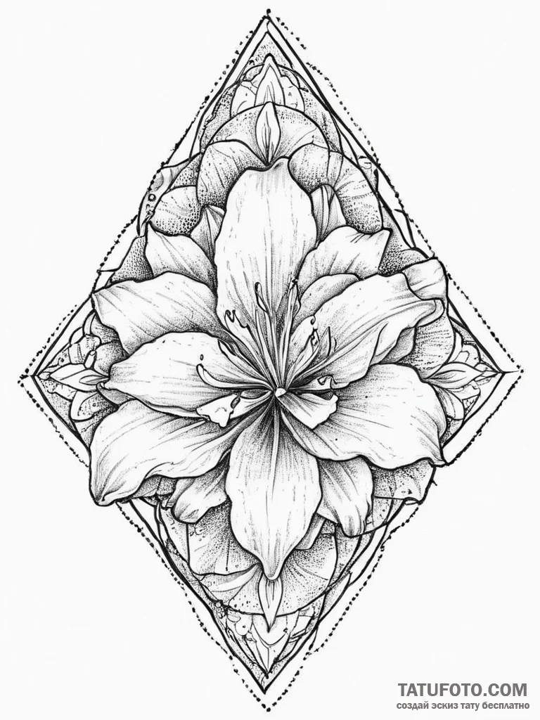 Tattoo sketch lily with a snake, ink illustra... - эскиз тату (№1757174990_0, 06.09.2025 16:09) — Tatufoto.com