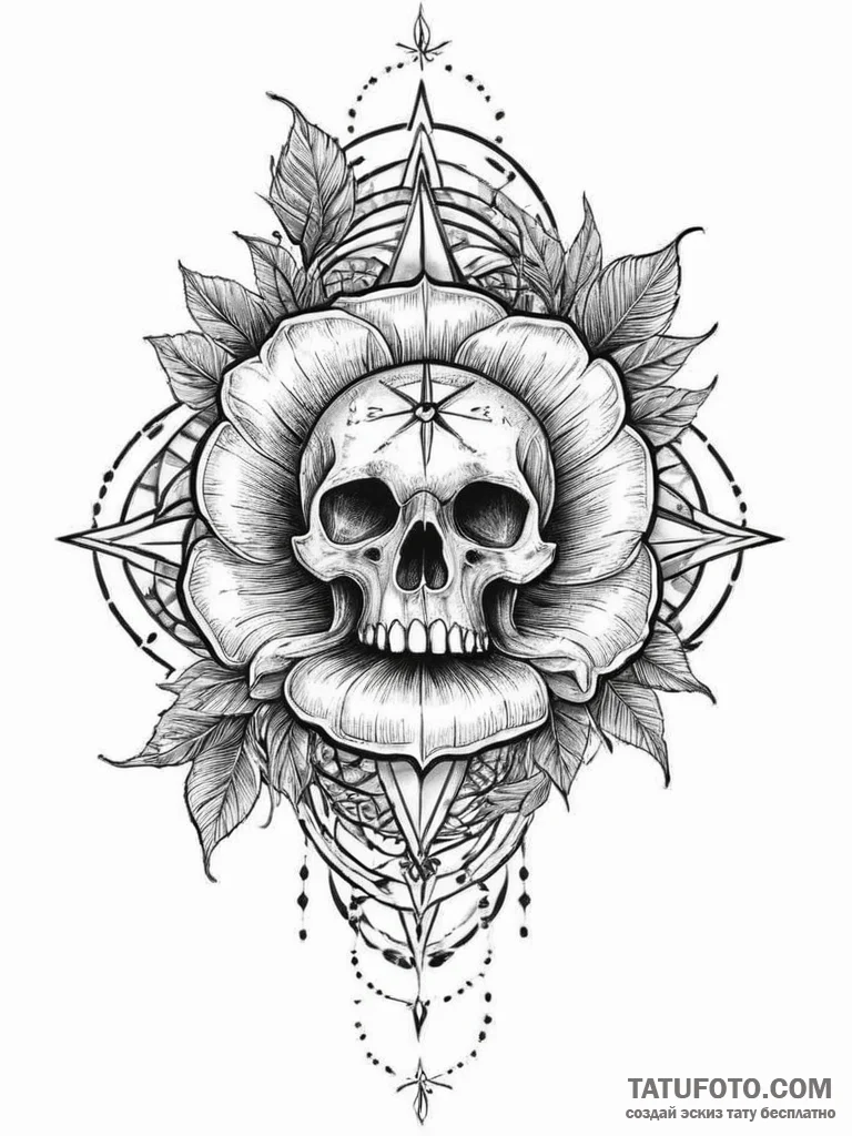 Tattoo sketch a compass with a rose, tattoo f... - эскиз тату (№1757176570_0, 06.09.2025 16:36) — Tatufoto.com