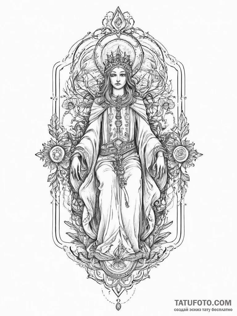 Tattoo sketch tarot card hierophant, tattoo f... - эскиз тату (№1757176976_0, 06.09.2025 16:42) — Tatufoto.com