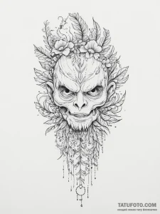 Tattoo sketch monster with a plant, tattoo dr... - эскиз тату (№1757180173_0, 06.09.2025 17:36) — Tatufoto.com