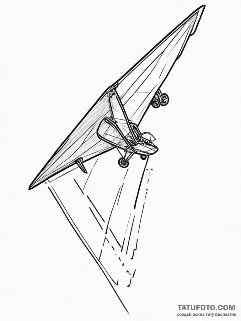 Tattoo sketch hang gliding a person with a gl... - эскиз тату (№1757180780_0, 06.09.2025 17:46) — Tatufoto.com