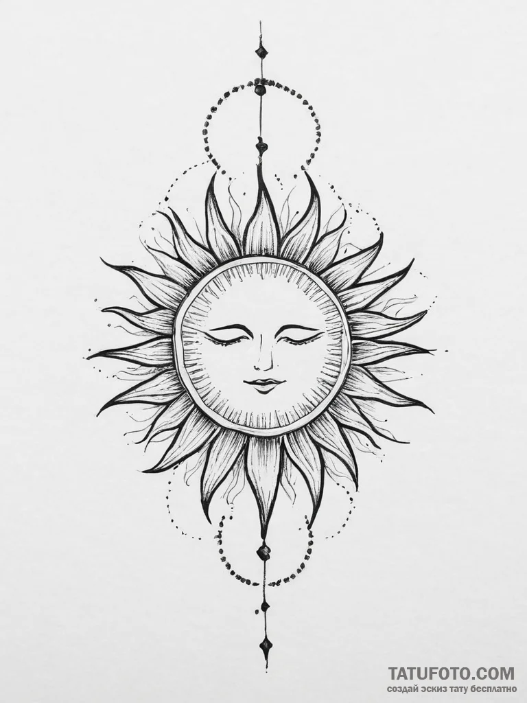 Tattoo sketch blackwork черное солнце - эскиз тату (№1757180980_0, 06.09.2025 17:49) — Tatufoto.com