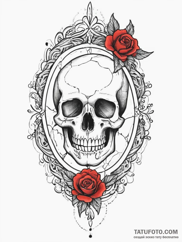 Tattoo sketch broken mirror with a quote, tat... - эскиз тату (№1757181587_0, 06.09.2025 17:59) — Tatufoto.com