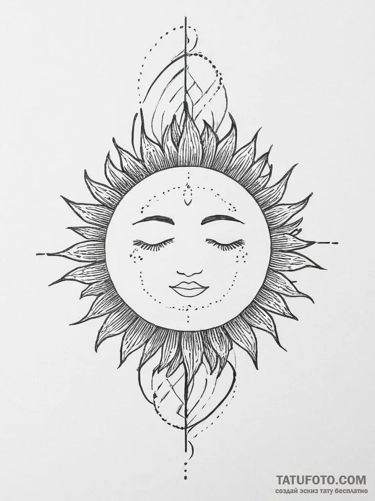 Tattoo sketch sun - эскиз тату (№1757183199_0, 06.09.2025 18:26) — Tatufoto.com