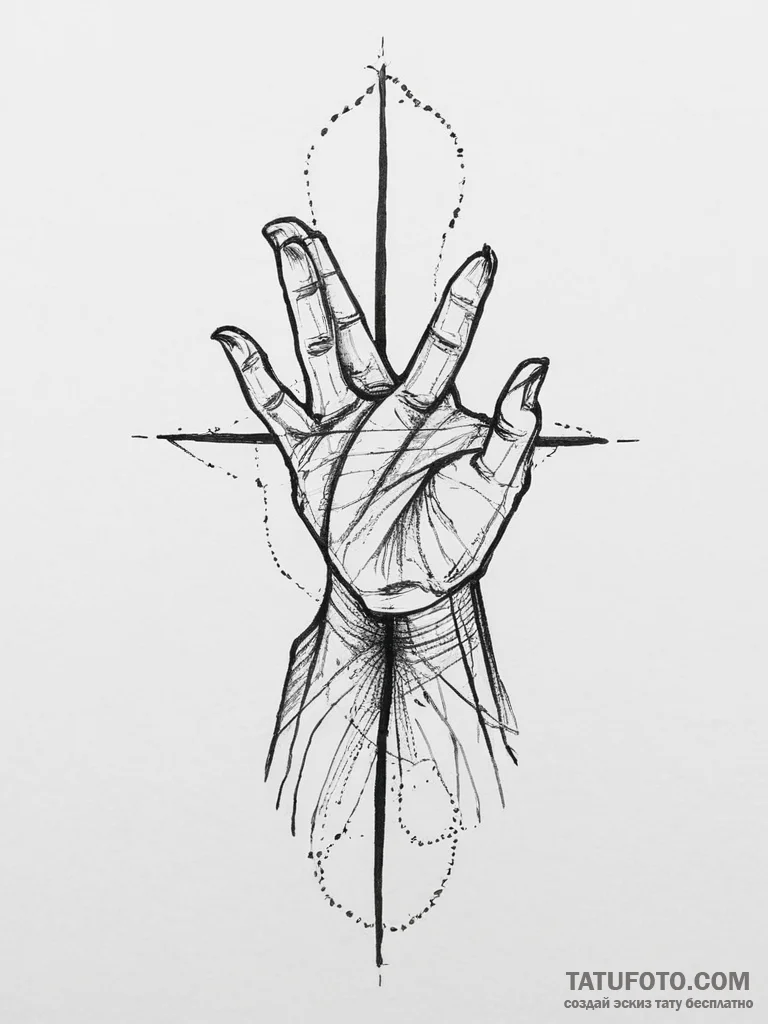 Tattoo sketch hands with a needle, tattoo lin... - эскиз тату (№1757183791_0, 06.09.2025 18:36) — Tatufoto.com