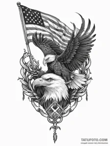 Tattoo sketch biker eagle with a flag - эскиз тату (№1757183992_0, 06.09.2025 18:39) — Tatufoto.com