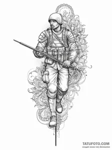 Tattoo sketch soldier with a needle, ink illu... - эскиз тату (№1757184579_0, 06.09.2025 18:49) — Tatufoto.com