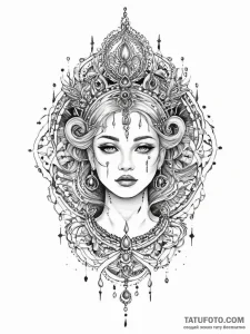 Tattoo sketch queen tattoo, concept art for t... - эскиз тату (№1757184781_0, 06.09.2025 18:53) — Tatufoto.com