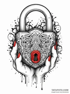 Tattoo hands with a lock, ink illustration fo... - эскиз тату (№1757188962_0, 06.09.2025 20:02) — Tatufoto.com