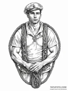 Tattoo sketch soldier with a rope, artistic t... - эскиз тату (№1757192799_0, 06.09.2025 21:06) — Tatufoto.com