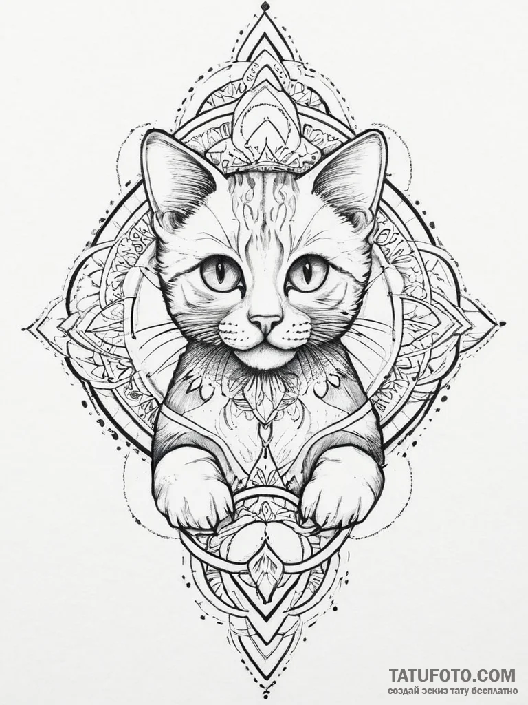 Tattoo sketch playful kitten tattoo, ink illu... - эскиз тату (№1757193005_0, 06.09.2025 21:10) — Tatufoto.com