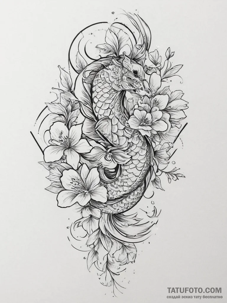 Tattoo sketch gardenia flower, artistic tatto... - эскиз тату (№1757194007_0, 06.09.2025 21:26) — Tatufoto.com