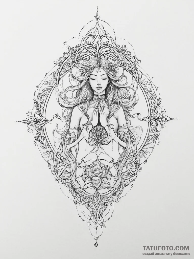 Tattoo sketch mystical self - эскиз тату (№1757195221_0, 06.09.2025 21:47) — Tatufoto.com