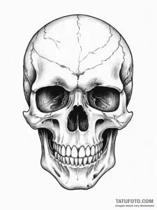 Tattoo sketch realistic реалистичный череп - эскиз тату (№1757196219_0, 06.09.2025 22:03) — Tatufoto.com