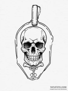 Tattoo sketch dog tags and a skull, tattoo dr... - эскиз тату (№1757198222_0, 06.09.2025 22:37) — Tatufoto.com