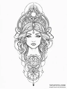 Tattoo sketch cosmic portrayal, tattoo sketch... - эскиз тату (№1757199417_0, 06.09.2025 22:56) — Tatufoto.com