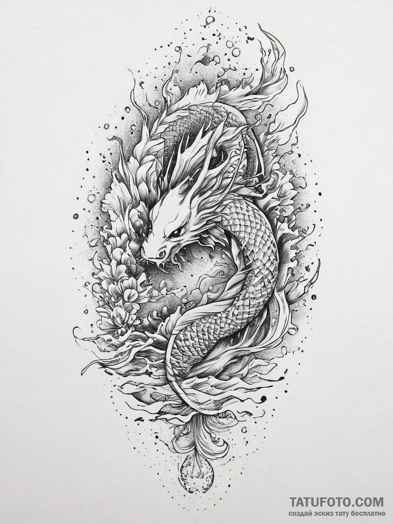 Tattoo sketch fire, ink illustration for tatt... - эскиз тату (№1757200009_0, 06.09.2025 23:06) — Tatufoto.com