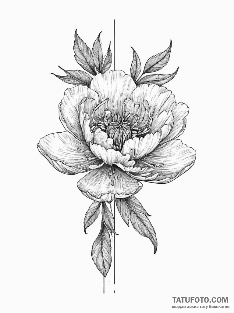 Tattoo sketch peony flower, artistic tattoo s... - эскиз тату (№1757202400_0, 06.09.2025 23:46) — Tatufoto.com