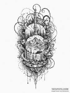 Tattoo sketch a symbolic place, tattoo flash... - эскиз тату (№1757203394_0, 07.09.2025 00:03) — Tatufoto.com