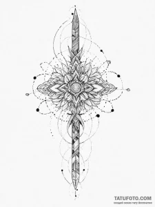 Tattoo sketch holy weapon, tattoo line art, d... - эскиз тату (№1757204588_0, 07.09.2025 00:23) — Tatufoto.com