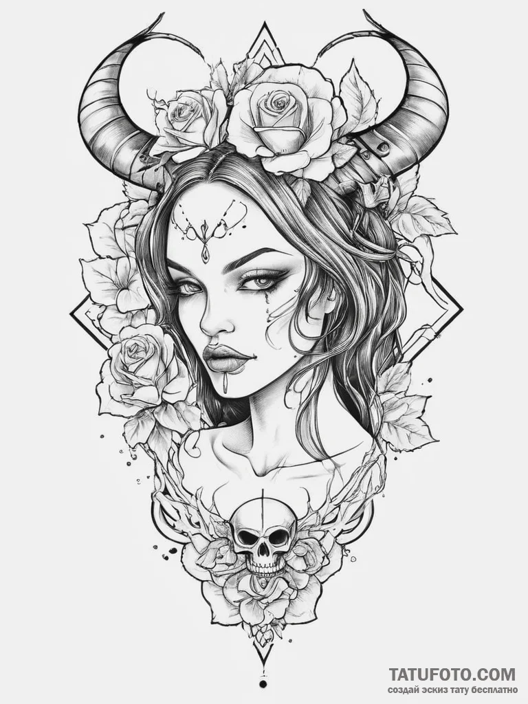 Tattoo sketch succubus, artistic tattoo sketc... - эскиз тату (№1757204793_0, 07.09.2025 00:26) — Tatufoto.com