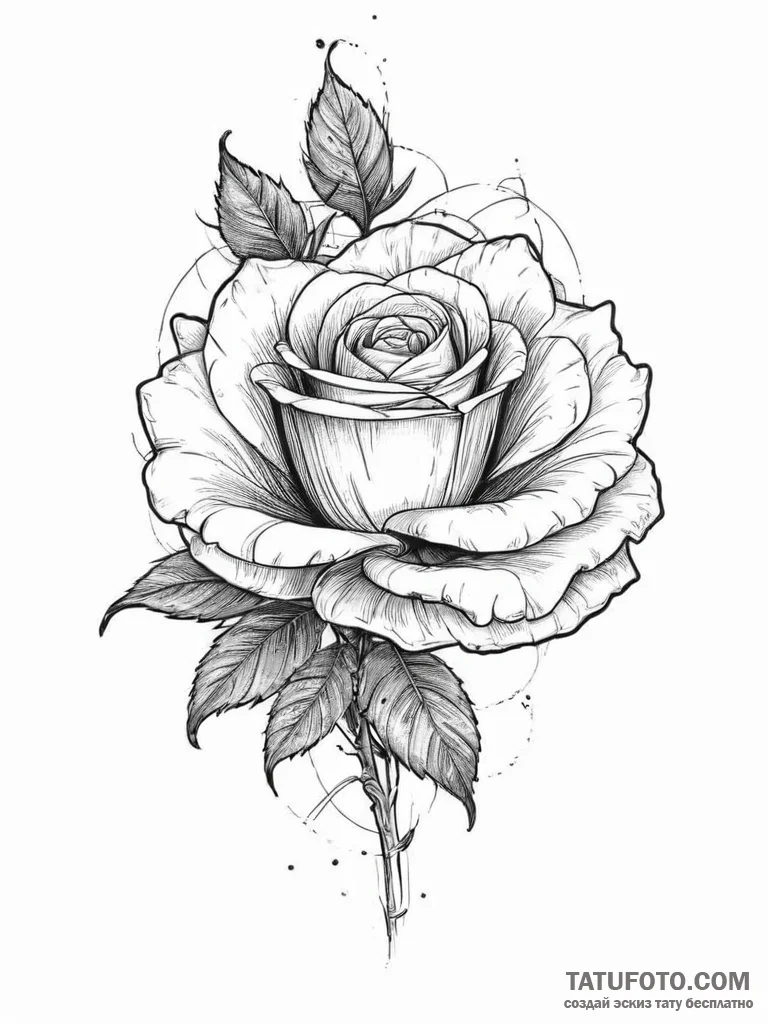 Tattoo sketch rose - эскиз тату (№1757204997_0, 07.09.2025 00:29) — Tatufoto.com