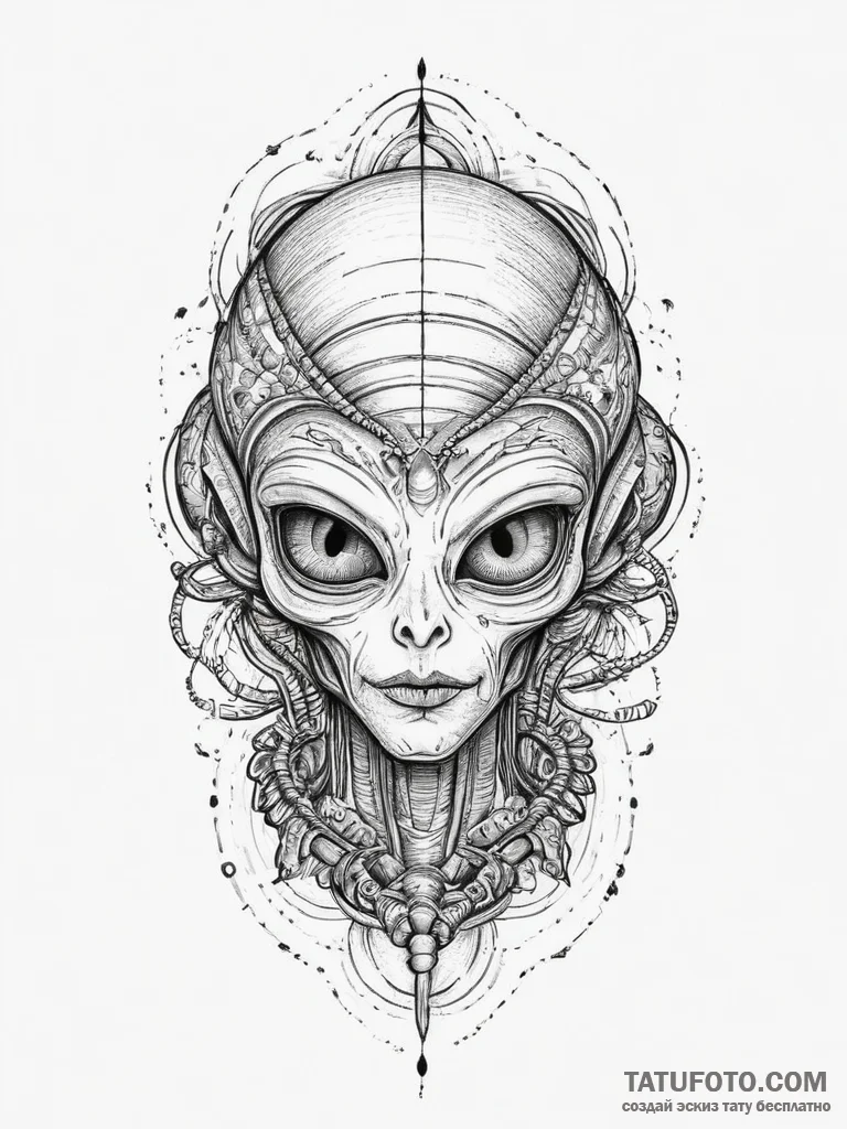 Tattoo sketch alien head, tattoo sketch desig... - эскиз тату (№1757205398_0, 07.09.2025 00:36) — Tatufoto.com