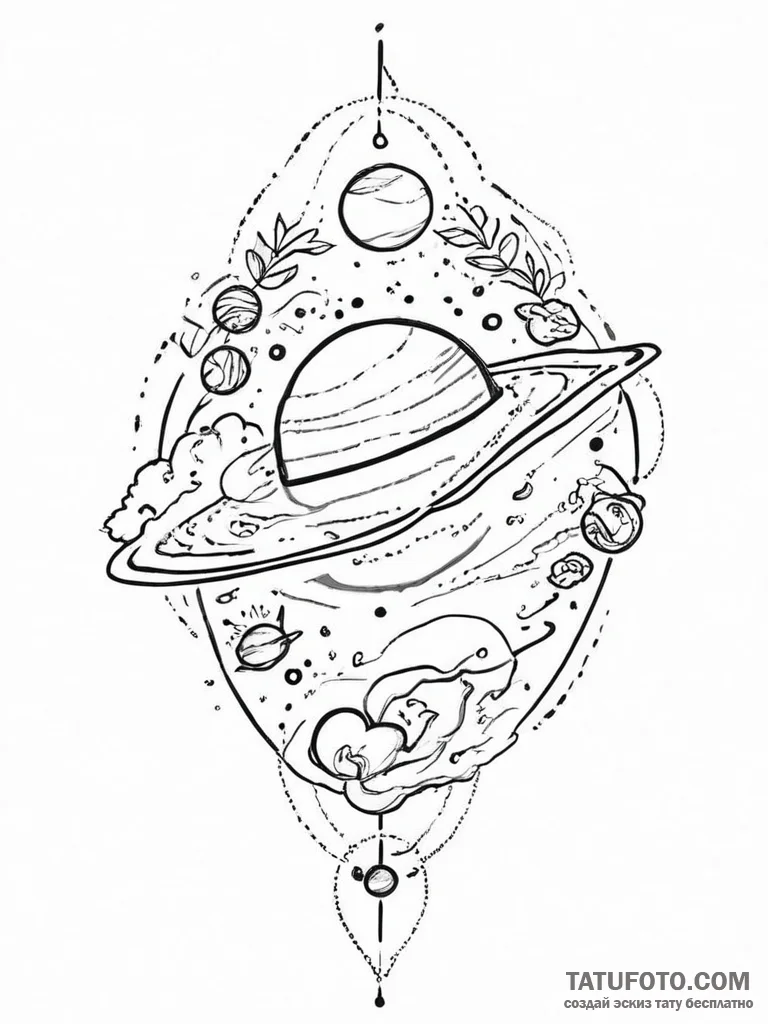 Tattoo sketch planet with a tree, tattoo draw... - эскиз тату (№1757205797_0, 07.09.2025 00:43) — Tatufoto.com