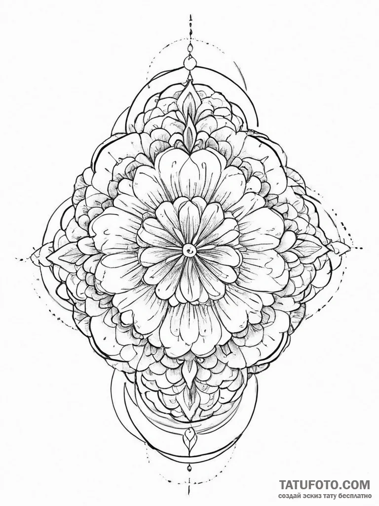 Tattoo sketch geranium, ink illustration for... - эскиз тату (№1757206193_0, 07.09.2025 00:49) — Tatufoto.com