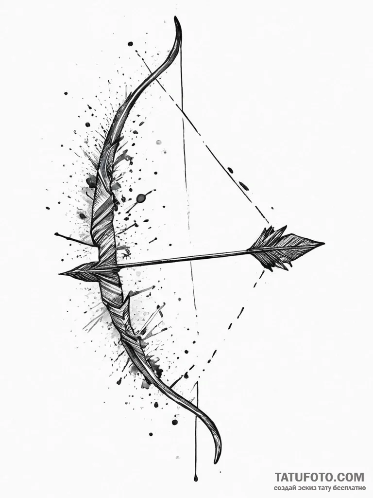 Tattoo sketch hunter bow and arrow, ink illus... - эскиз тату (№1757206585_0, 07.09.2025 00:56) — Tatufoto.com