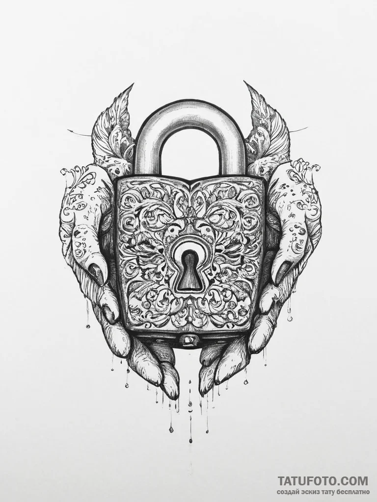 Tattoo hands with a lock - эскиз тату (№1757207780_0, 07.09.2025 01:16) — Tatufoto.com