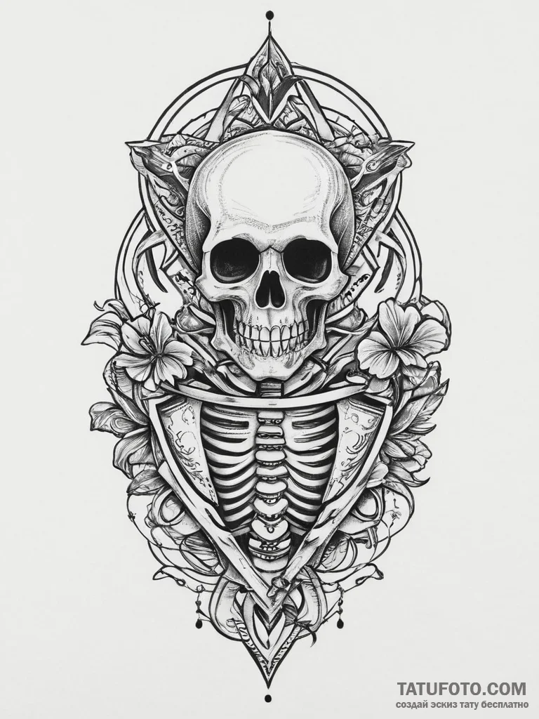 Tattoo sketch gothic скелет, tattoo flash she... - эскиз тату (№1757207978_0, 07.09.2025 01:19) — Tatufoto.com