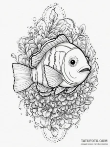 Tattoo sketch puns a clownfish that says "i'm... - эскиз тату (№1757209993_0, 07.09.2025 01:53) — Tatufoto.com
