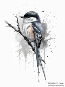 Tattoo sketch long-tailed tit, artistic tatto... - эскиз тату (№1757210189_0, 07.09.2025 01:56) — Tatufoto.com
