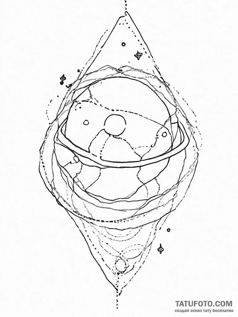 Tattoo sketch geometric planet, tattoo drawin... - эскиз тату (№1757210987_0, 07.09.2025 02:09) — Tatufoto.com